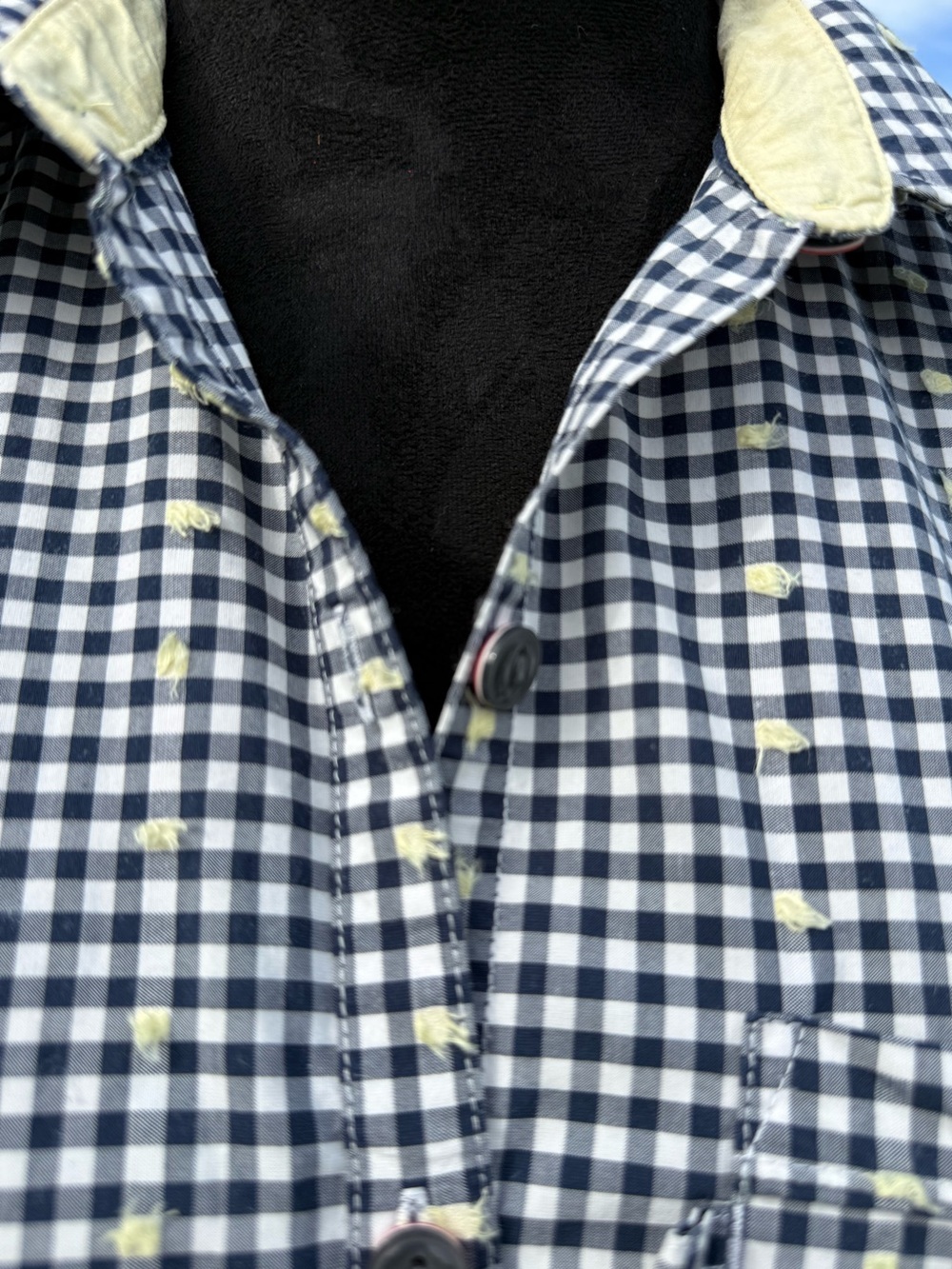 Columbia PFG Gingham Shirt S Yellow Textured Dot Red Accent Buttons Coastal - Picture 6 of 12